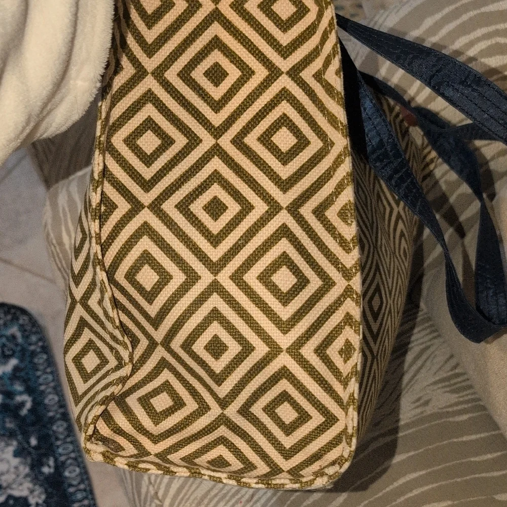 Spartina 449 Tan And Brown  Diamond Pattern Tote  - RETIRED
